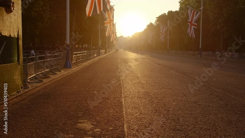 The Mall in Central London wakes up to radiant sunshine ahead of the QUEEN PLATINUM JUBILEE celebrations of Queen Elizabeth II photo