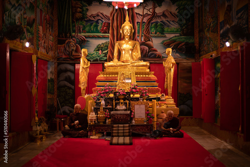 Khlong Ket, Khok Samrong District, Lopburi. June 03, 2022.  Wat Si Suthawas. Buddha statue.