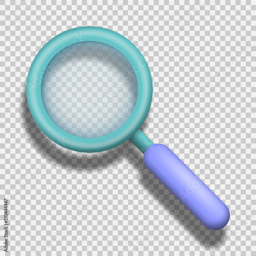 Magnifying glass. Analysis concept. 3d vector icon.Vector illustration.