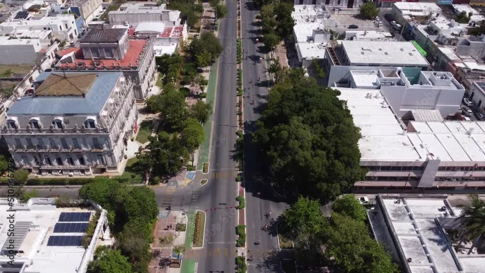 dron aereo merida mexico paseo de montejo, historico, mexicano dron aereo merida mexico paseo de montejo, historico, mexicano