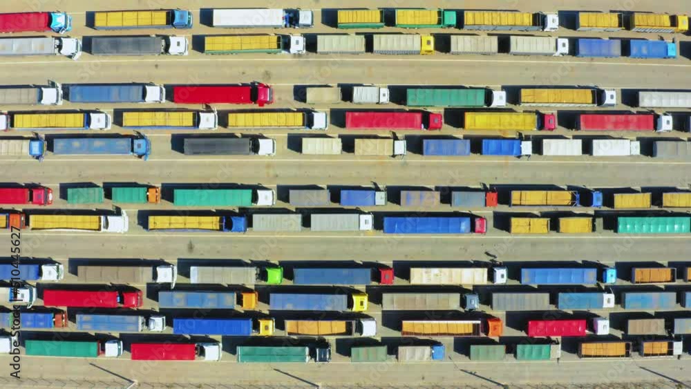 A huge queue of trucks loaded with grain crops in a blocked Ukrainian port. Humanitarian crisis due to the war. A huge queue of trucks loaded with grain crops in a blocked Ukrainian port. Humanitarian crisis due to the war.