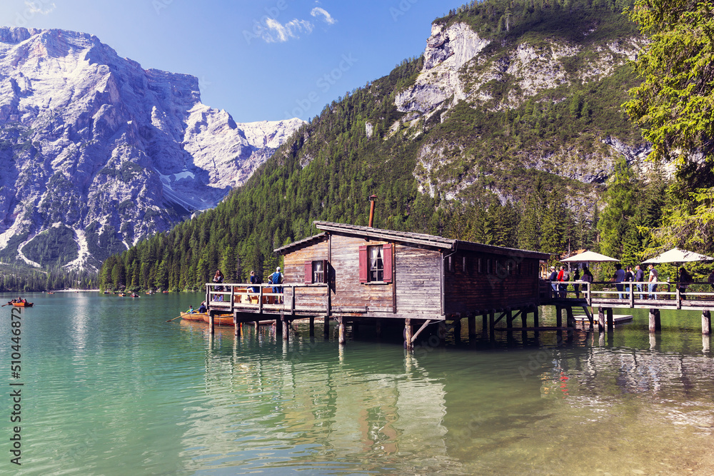 Fototapeta premium Lago di Braies, beautiful lake in the Dolomites