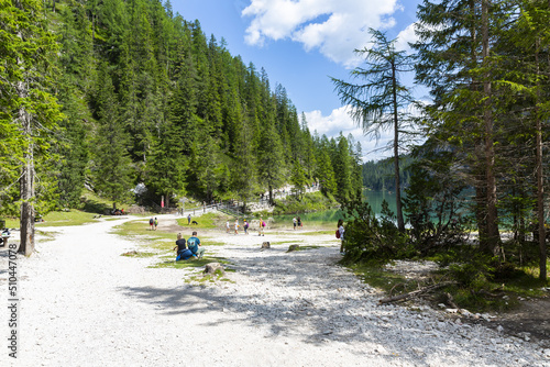 Lago di Braies, beautiful lake in the Dolomites photo