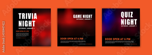 Trivia night. Vector poster and social media post template.