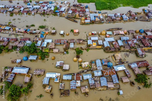 Valokuvatapetti Flood affected village in Northern Bangladesh
