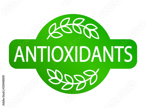 Antioxidant logo. Antioxidants and vitamins natural source. Detox. Organic food