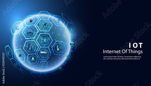 Abstract Internet of things Concept city 5G.IoT (Internet of Things) communication network Innovation Technology Concept Icon. Connect wireless devices and networking Innovation Technology.