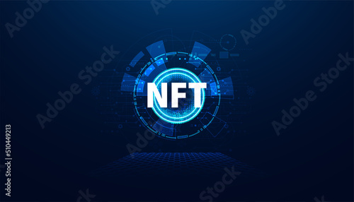 Abstract NTF Digital Image Concept Irreplaceable Token The only original art in the system. On a modern background Futuristic Digital