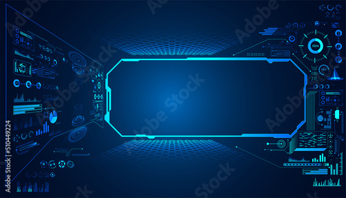 abstract technology ui futuristic concept hud interface hologram elements of digital data chart, communication, computing and circle percent vitality innovation on hi tech future design background