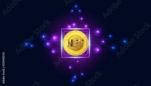 Abstract NTF Digital Image Concept Irreplaceable Token The only original art in the system. On a modern background Futuristic Digital