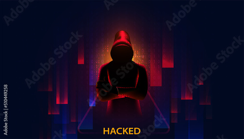 Abstract hacker concept steals information from computers on the network. in the internet world break through the security system