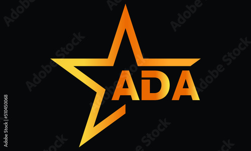 ADA golden luxury star icon three letter logo design vector template. royal logo | luxury logo | jewelry logo | premium logo | iconic logo | Victoria logo |