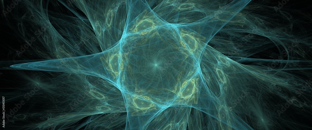 Fotografie Digital render fractal pattern exquisite widescreen flowing energetic lines in r
