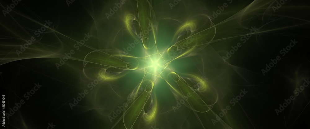 Digital render fractal pattern exquisite widescreen flowing energetic lines in radial symmetry