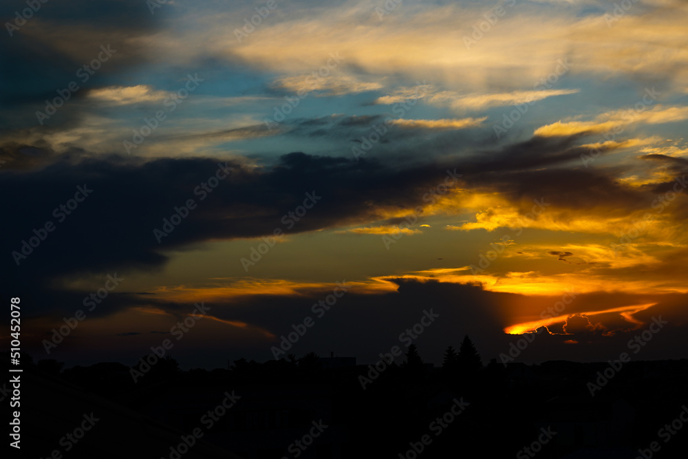 sunset. landscape. sunset with clouds.