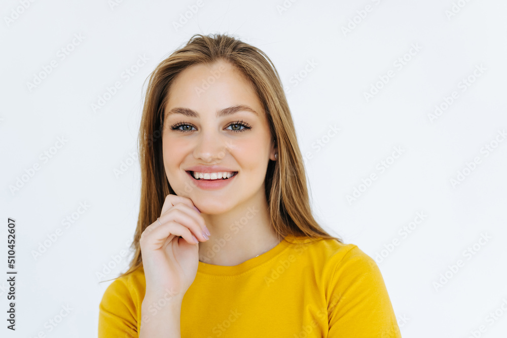 Portrait of a pretty woman posing isolated on a white background Portrait of a pretty woman posing isolated on a white background
