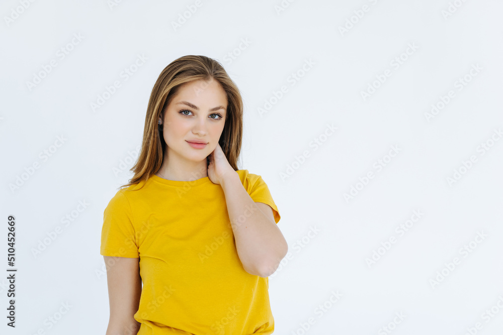 Portrait of a pretty woman posing isolated on a white background Portrait of a pretty woman posing isolated on a white background