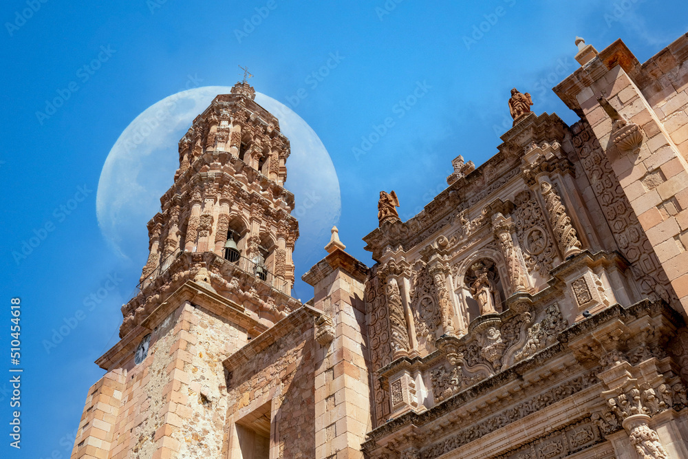 Mexico, Catholic Cathedral Our Lady of Assumption of Zacatecas in Zacatecas historic city center.