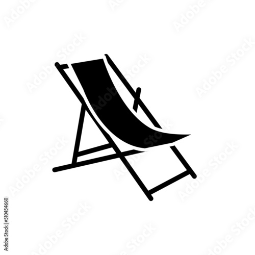Beach portable chair line color icon. Isolated vector element.