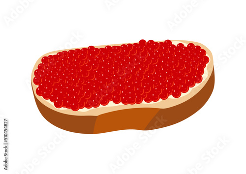 Sandwich with butter and caviar fish sturgeon and salmon roe healthy luxury delicacy. 