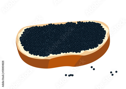 Sandwich with butter and caviar fish sturgeon and salmon roe healthy luxury delicacy. 