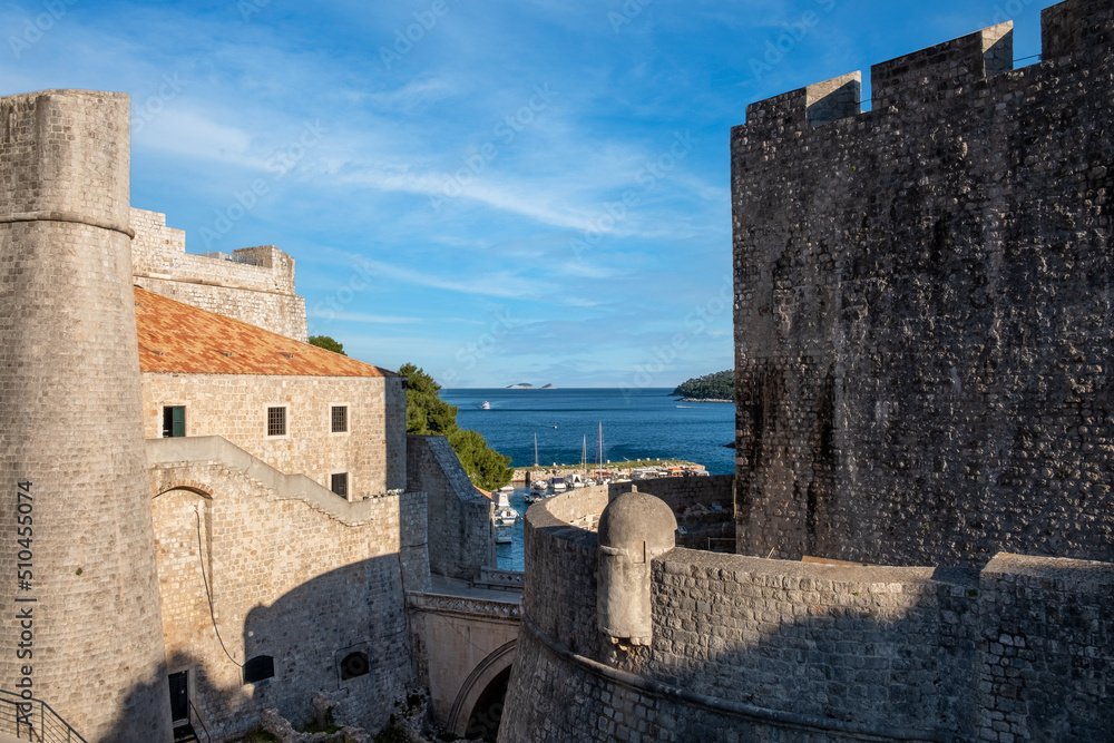 Old Town Wall and the Adriatic Sea Dubrovnik Coatia