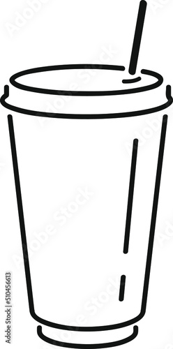Vector icon of takeaway coffee with paper cup; The editable illustration of drink with tubule
