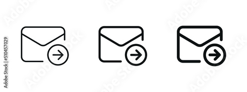 forward email icon, mail envelope message send icon share messages symbol in thin line, outline and stroke style for apps and website