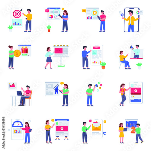 Pack of Marketing Flat Illustrations
