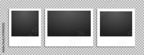 Retro photo frame set in realistic style. Vector illustration
