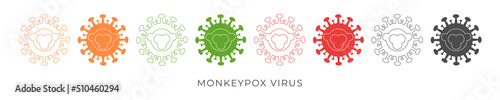 Fotografie, Tablou Set icon sign monkeypox on line style in different colors