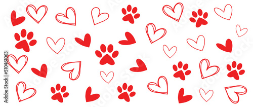 paw dog hearts glass wrap svg png, Heart svg, can glass wrap, 16oz Full Wrap Svg, Can Glass Svg, Coffee Glass TEMPLATE, coffee can dog svg 