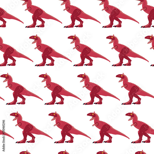 Carnotaurus Seamless Pattern. Vector Illustration of Nature Dinosaur Animal.