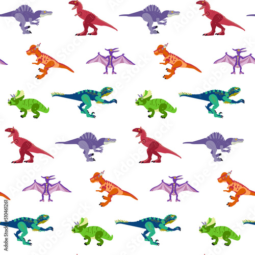 Dinosaurs Seamless Pattern. Vector Illustration of Nature Animal.