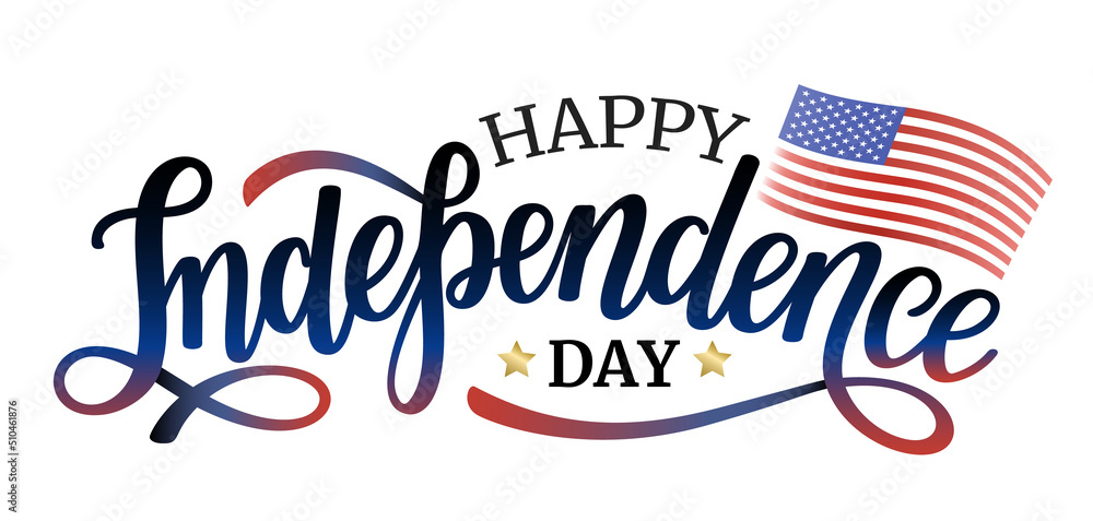 Happy Independence Day lettering sign with American flag. Happy 4th of July. Happy Independence Day lettering sign with American flag. Happy 4th of July.