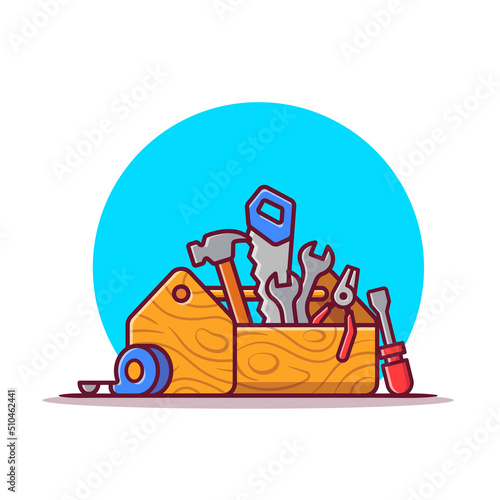 Tool Box Cartoon Vector Icon Illustration. Equipment Object Icon Concept Isolated Premium Vector. Flat Cartoon Style