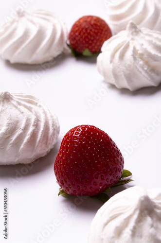 strawberry with bizet on white background