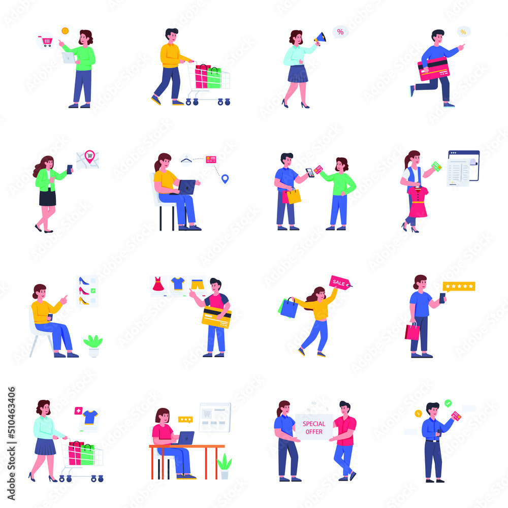 Pack of Shopping Flat Icons
