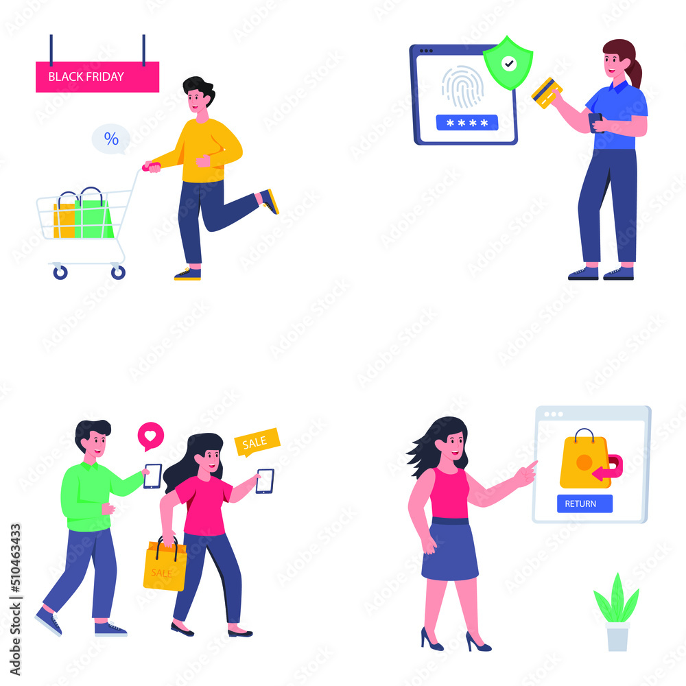 Pack of Shopping and Commerce Flat Icons

