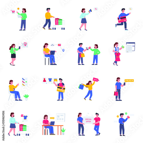 Pack of Shopping Flat Icons 