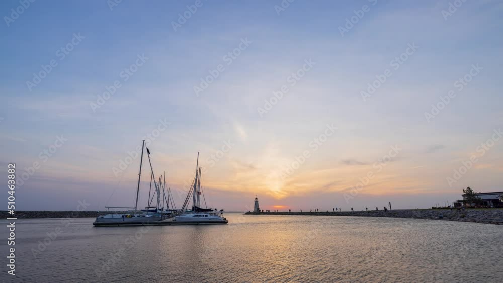 Sunset timelapse of the lighthouse of Lake Hefner Sunset timelapse of the lighthouse of Lake Hefner