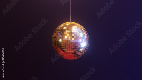 3D render of neon colored glitter glowing disco ball isolated on black background  