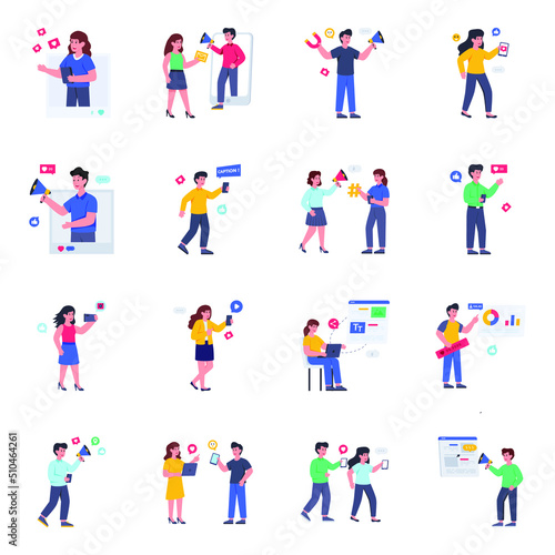 Pack of Social Media Flat Illustrations