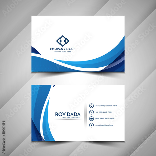 Elegant modern blue wavy business card