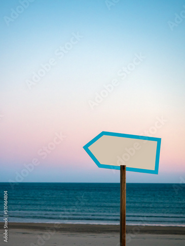 empty sign with space to write on the beach 
