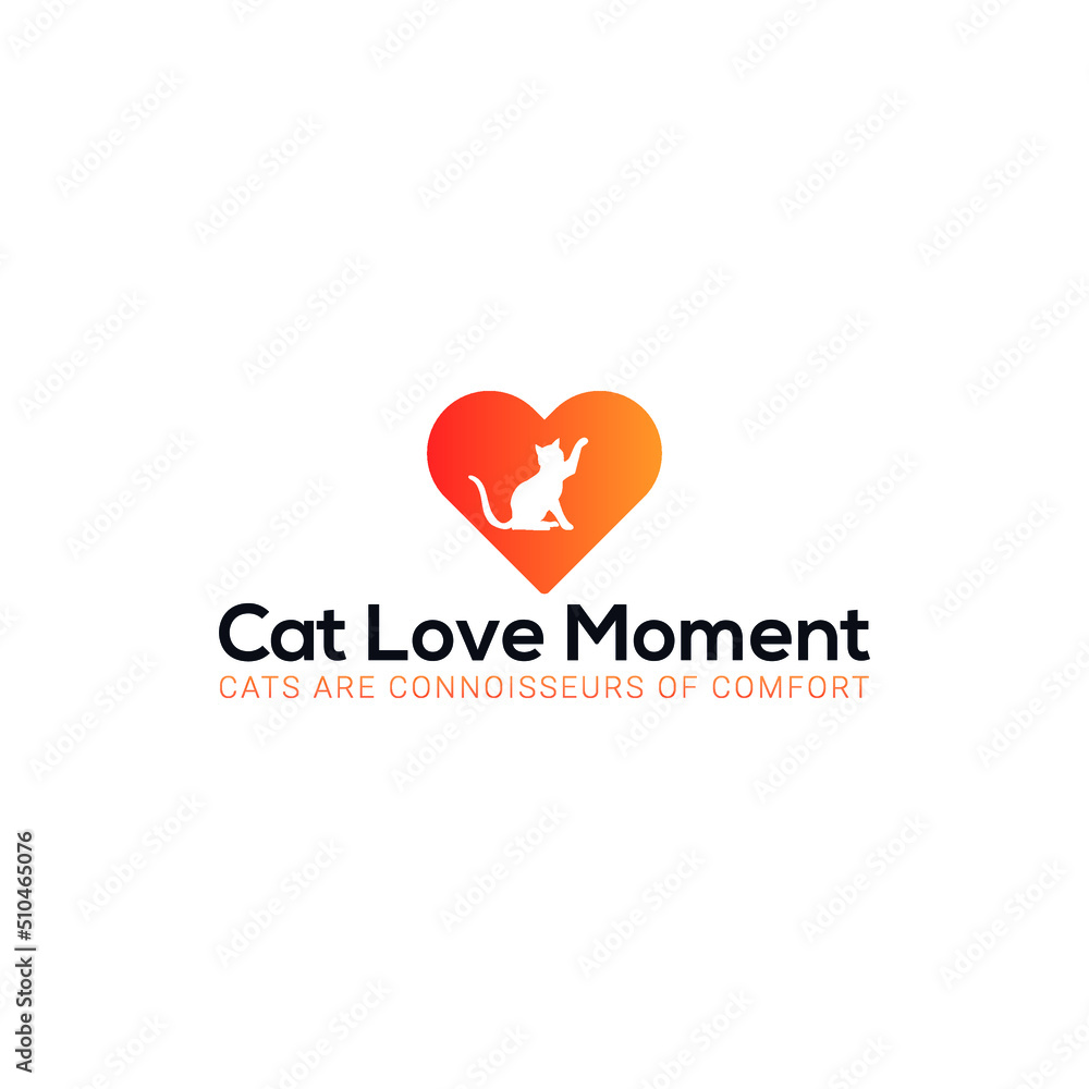 Cat Love Moment Logo Template