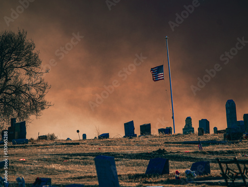 Marshall Fire Smoke over Erie Cemetery, Erie, Colorado
