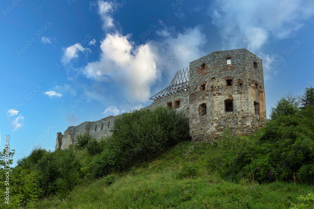 Scenery ancient ruined Pniv castle outdoor, on hill, western Ukraine. Ukrainian architectural landmark. Scenery ancient ruined Pniv castle outdoor, on hill, western Ukraine. Ukrainian architectural landmark.