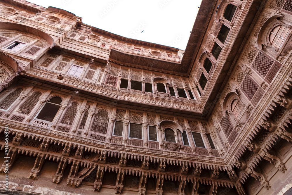 Exterior of the Mehrangarh Fort in Jodhpur, Rajasthan, India, Asia