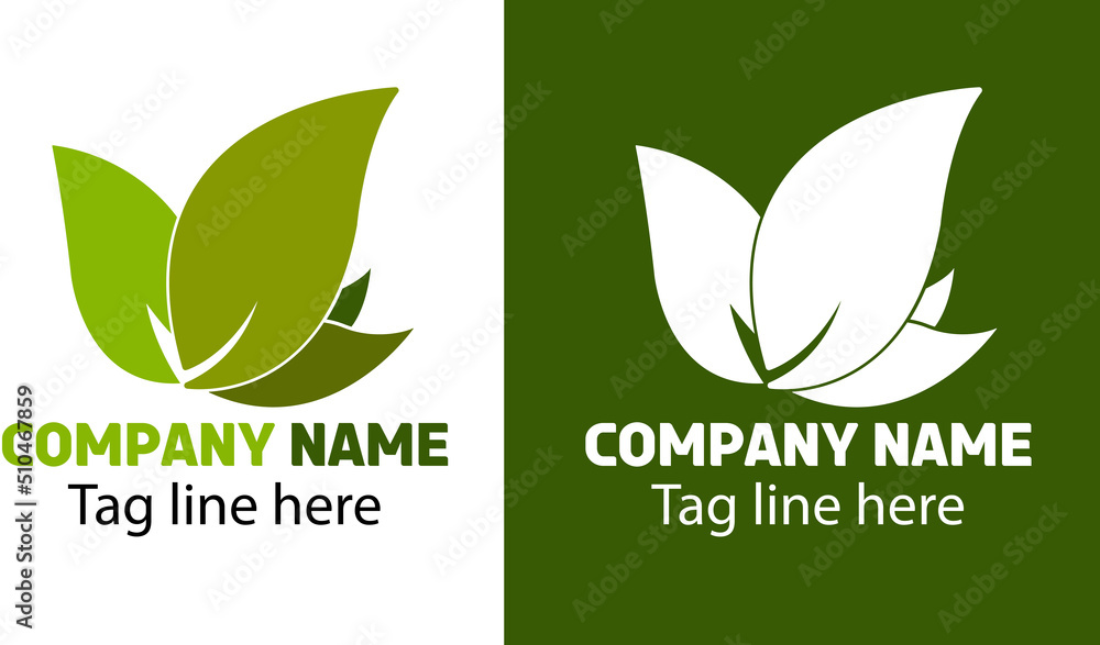 green leaf Logo template, positive variant Green leaf  logo, corporate identity for brands, nature logo, green leaf icon design, modern minimal green leaf logo style illustration vector design
